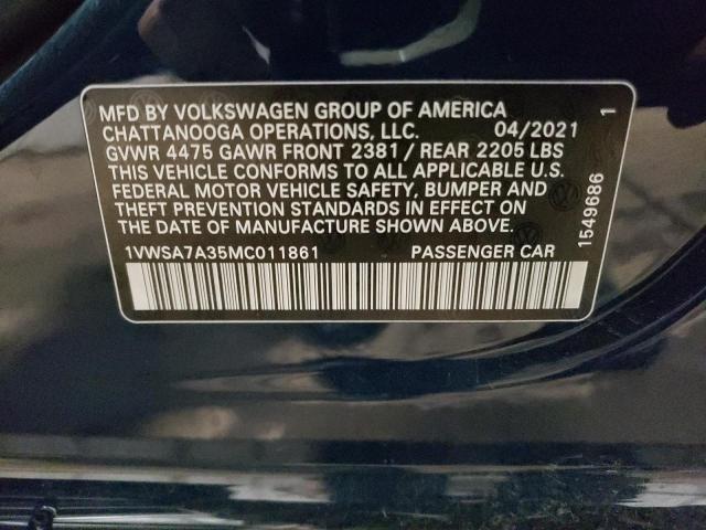 1VWSA7A35MC011861 | 2021 VOLKSWAGEN PASSAT SE