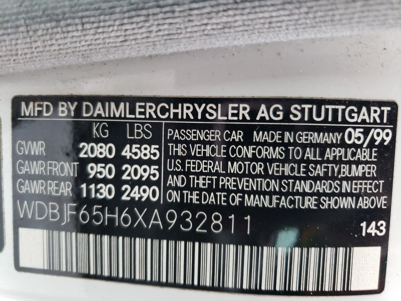 WDBJF65H6XA932811 1999 Mercedes-Benz E 320