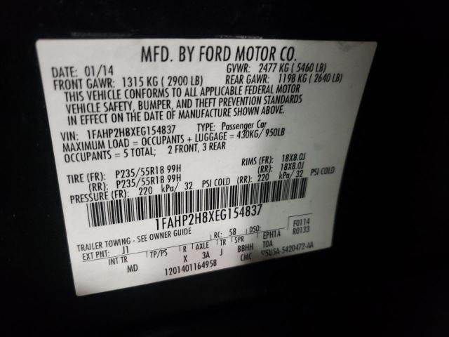 1FAHP2H8XEG154837 | 2014 FORD TAURUS SEL