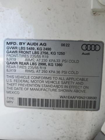 WA1EAAFY0N2139590 2022 AUDI Q5, photo no. 12