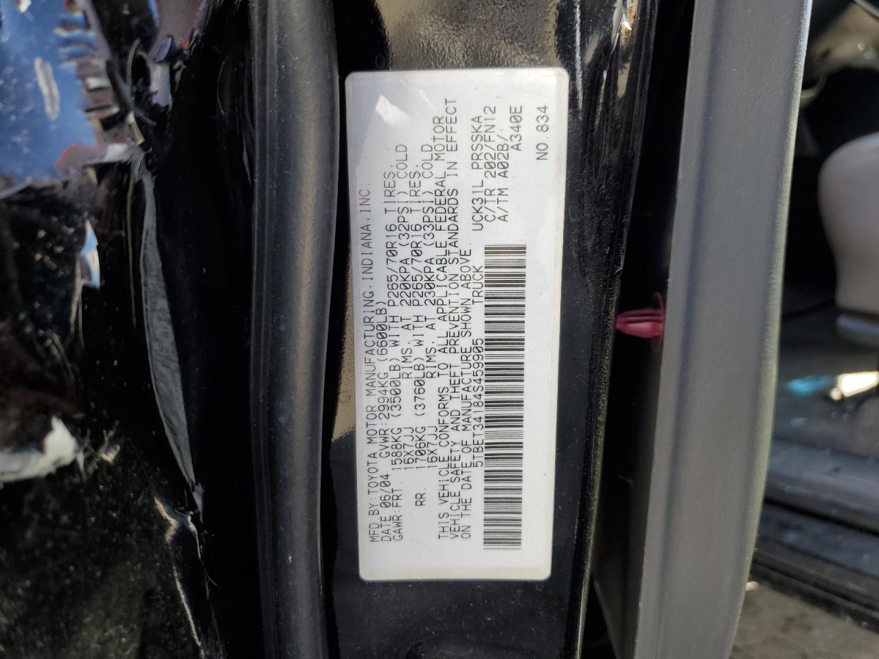 5TBET34184S459905 2004 Toyota Tundra Double Cab Sr5