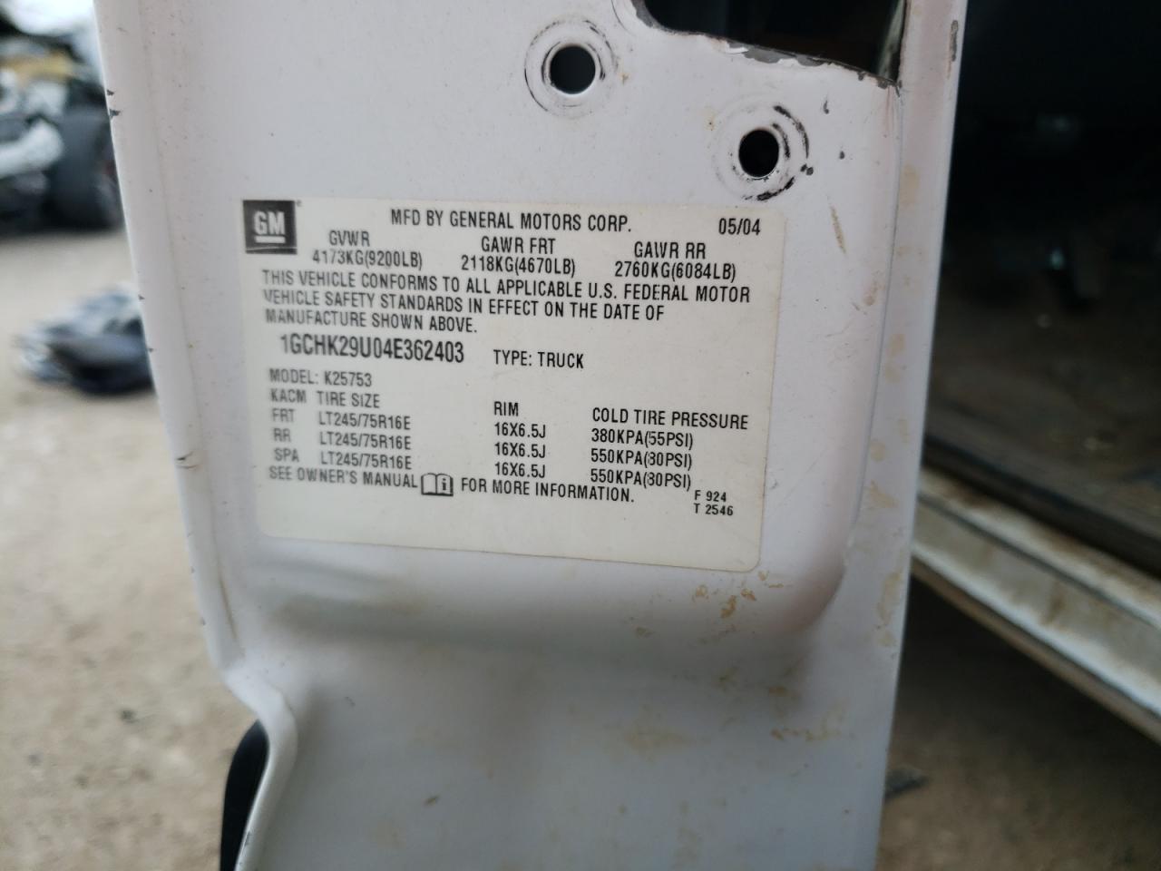 1GCHK29U04E362403 2004 Chevrolet Silverado K2500 Heavy Duty