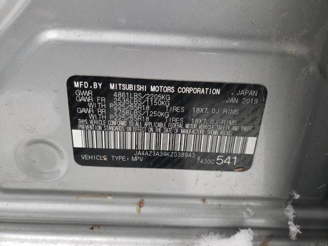 2019 Mitsubishi Outlander Se VIN: JA4AZ3A34KZ038943 Lot: 82781273