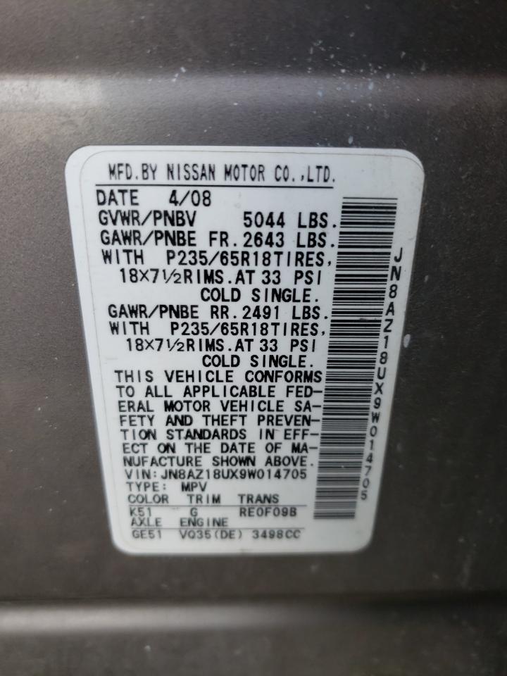 JN8AZ18UX9W014705 2009 Nissan Murano S