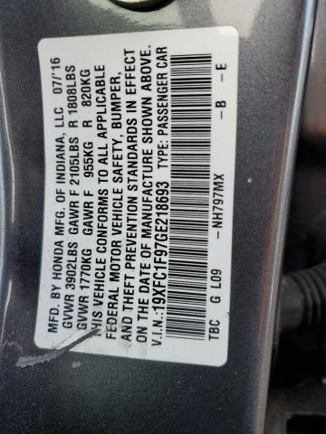 2016 HONDA CIVIC 4D E 19XFC1F97GE218693