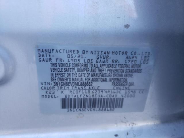 3N1CN8EV0ML888682 | 2021 Nissan versa sv