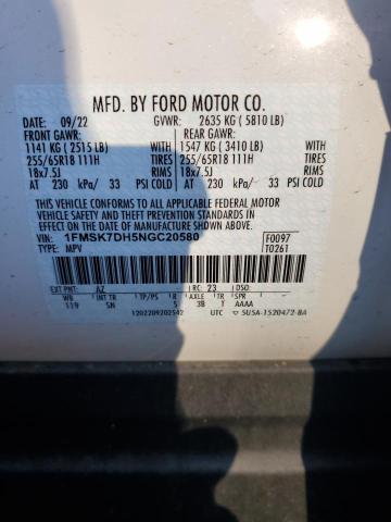 1FMSK7DH5NGC20580 | 2022 FORD EXPLORER X