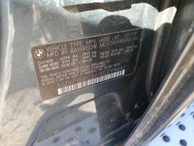 2010 BMW X6 xDrive50I VIN: 5UXFG8C56ALZ94647 Lot: 82902383
