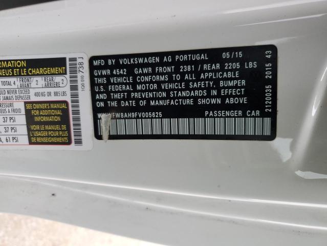 2015 VOLKSWAGEN EOS LUX - WVWFW8AH9FV005625