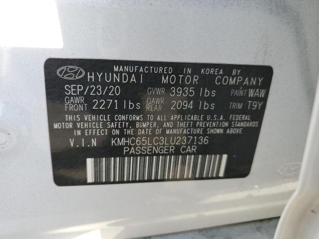 KMHC65LC3LU237136 | 2020 HYUNDAI IONIQ BLUE