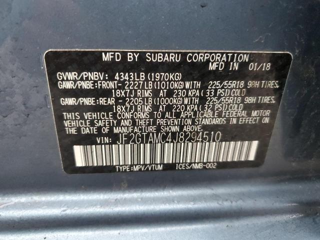 JF2GTAMC4J8294510 | 2018 SUBARU CROSSTREK