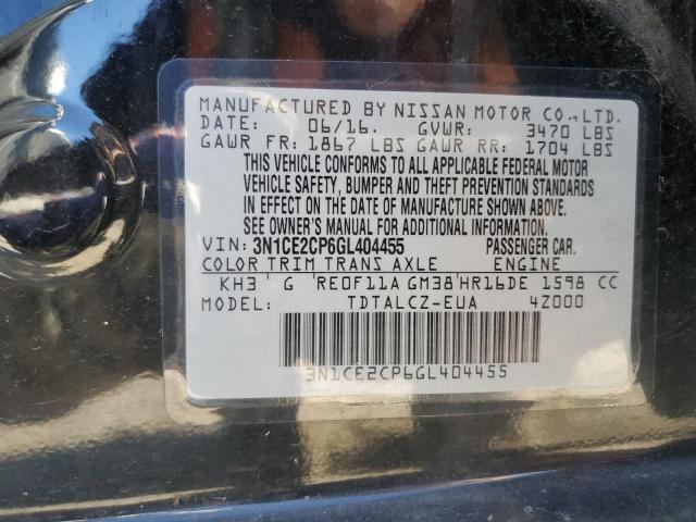 3N1CE2CP6GL404455 | 2016 NISSAN VERSA NOTE