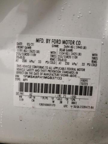 1FMSK8FH1MGB37133 | 2021 FORD EXPLORER L