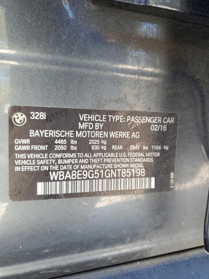 WBA8E9G51GNT85198 2016 BMW 328 I Sulev
