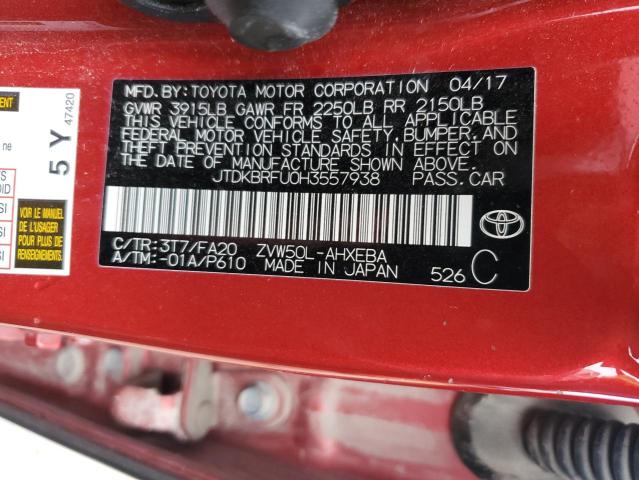 JTDKBRFU0H3557938 | 2017 TOYOTA PRIUS