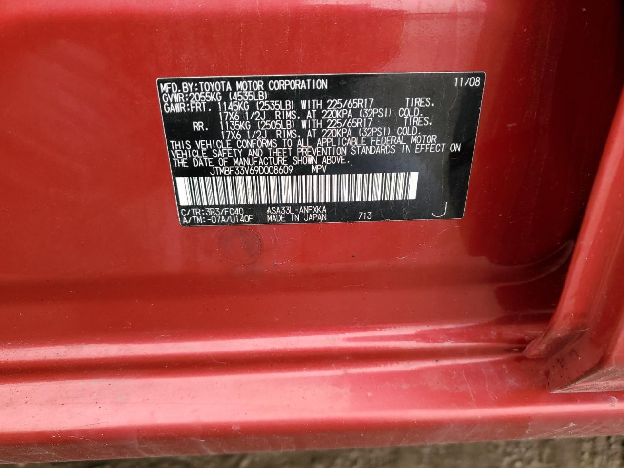 JTMBF33V69D008609 2009 Toyota Rav4