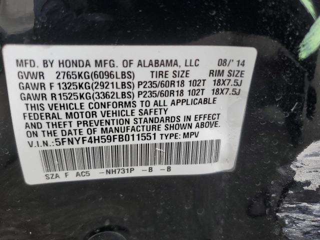 5FNYF4H59FB011551 | 2015 HONDA PILOT EXL