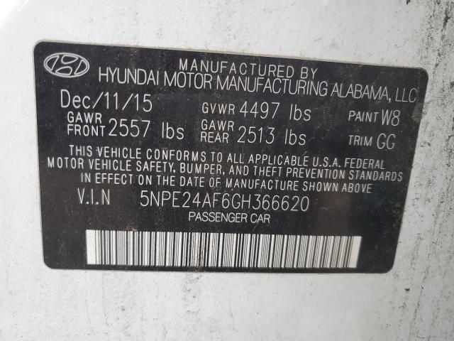 5NPE24AF6GH366620 | 2016 Hyundai sonata se