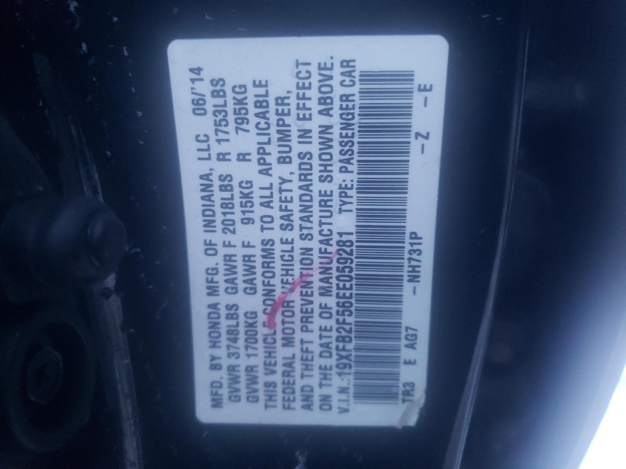 19XFB2F56EE059281 2014 Honda Civic Lx