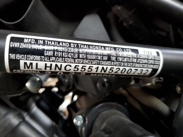 MLHNC5551N5200732 Honda Cb Cycle CBF300 NA 10