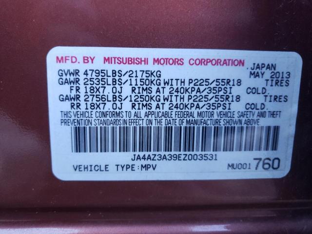 JA4AZ3A39EZ003531 | 2014 MITSUBISHI OUTLANDER