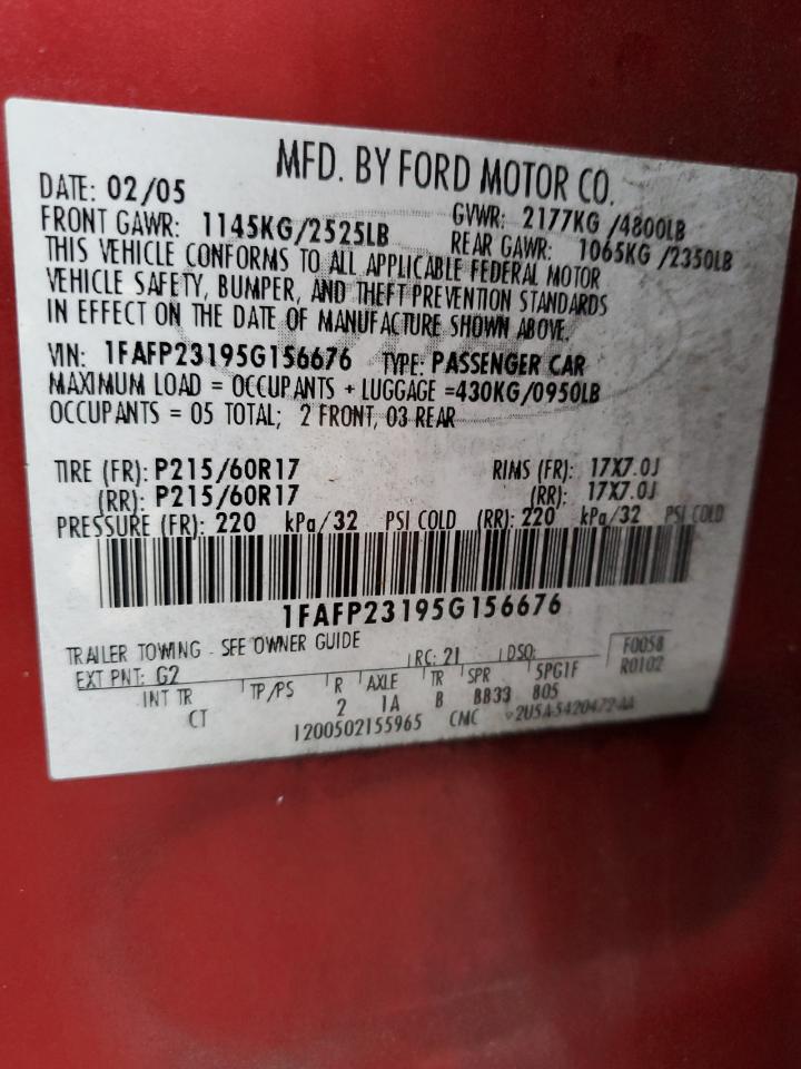 1FAFP23195G156676 2005 Ford Five Hundred Se