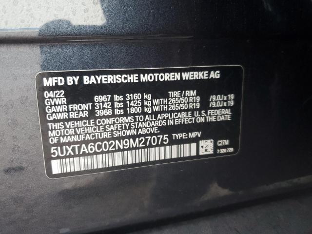 5UXTA6C02N9M27075 2022 BMW X5, photo no. 13