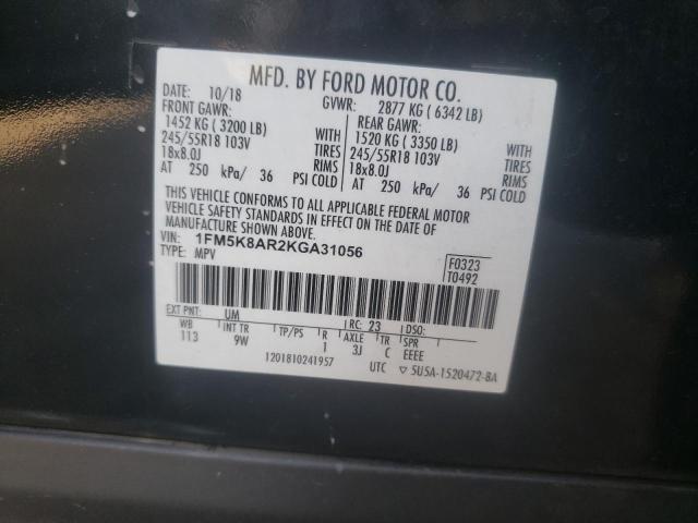 1FM5K8AR2KGA31056 | 2019 FORD EXPLORER P