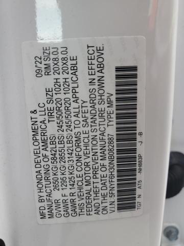 2022 HONDA PILOT SPOR 5FNYF6H30NB082887