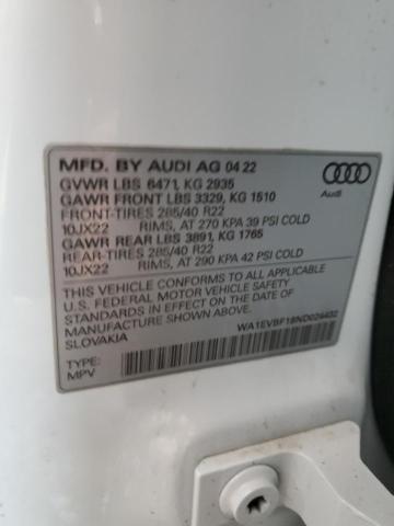 2022 AUDI Q8 PREMIUM - WA1EVBF18ND024432