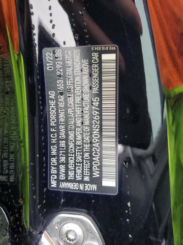 2022 PORSCHE 911 GT3 - WP0AC2A90NS269745