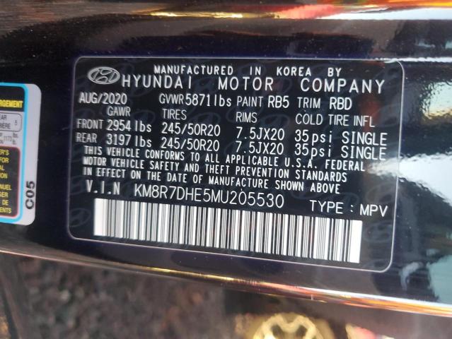 KM8R7DHE5MU205530 | 2021 HYUNDAI PALISADE C