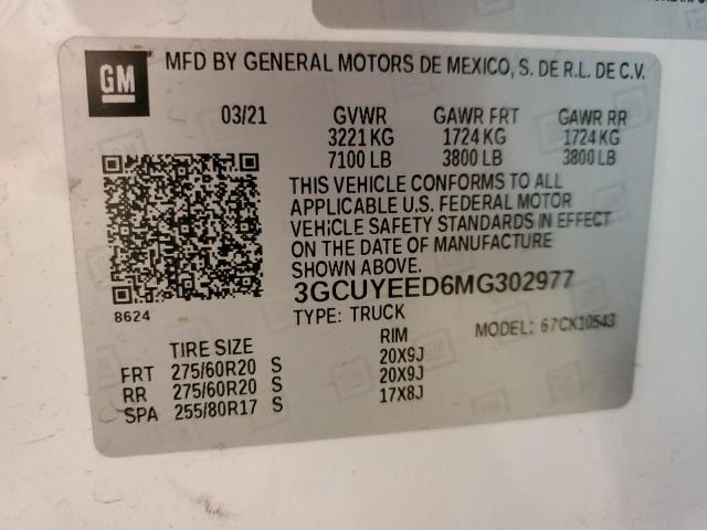 3GCUYEED6MG302977 | 2021 CHEVROLET SILVERADO