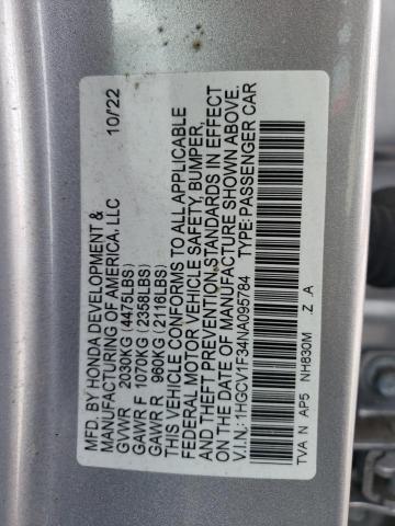 2022 HONDA ACCORD SPO - 1HGCV1F34NA095784