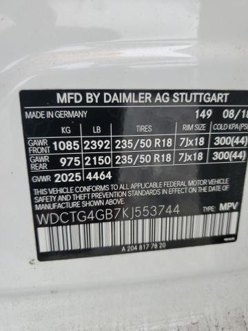 VIN WDCTG4GB7KJ553744 2019 Mercedes-Benz GLA-Class,... no.13