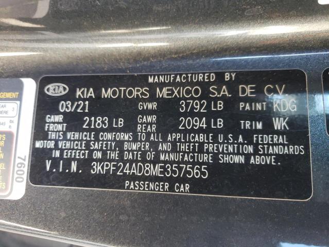 3KPF24AD8ME357565 | 2021 KIA FORTE FE