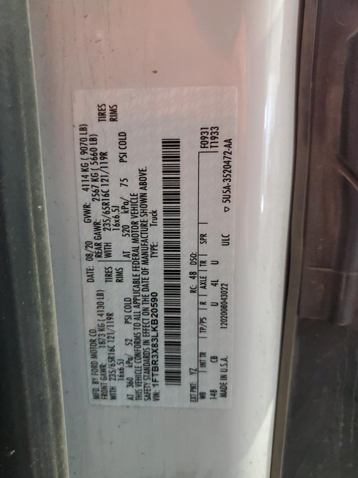 1FTBR3X83LKB20590 FORD TRANSIT 2020