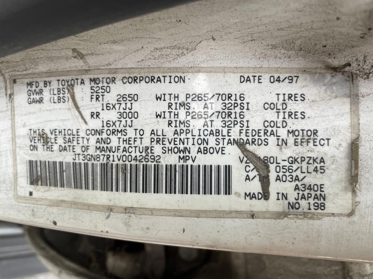 JT3GN87R1V0042692 1997 Toyota 4Runner Limited