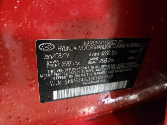 5NPE34AB8KH767668 | 2019 HYUNDAI SONATA LIM