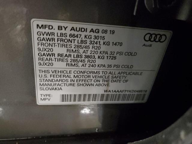 VIN WA1AAAF71KD049516 2019 Audi Q7, Premium no.13