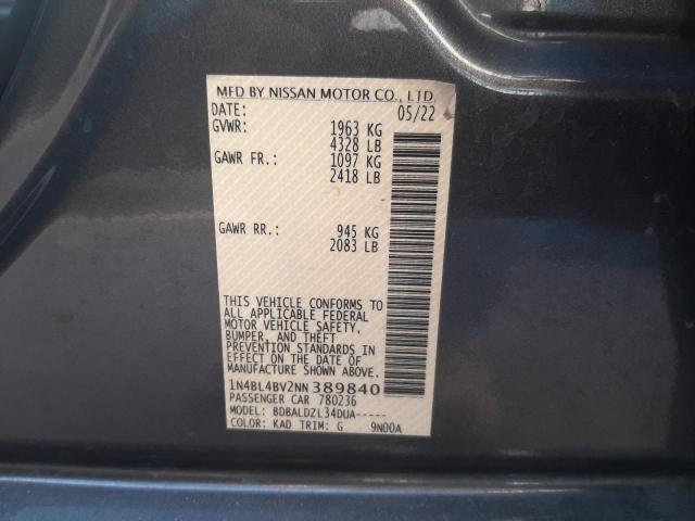 1N4BL4BV2NN389840 | 2022 NISSAN ALTIMA S