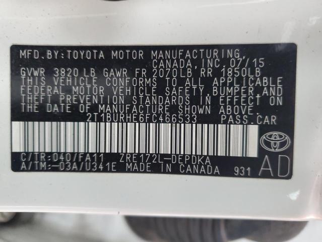 2T1BURHE6FC466533 | 2015 TOYOTA COROLLA L