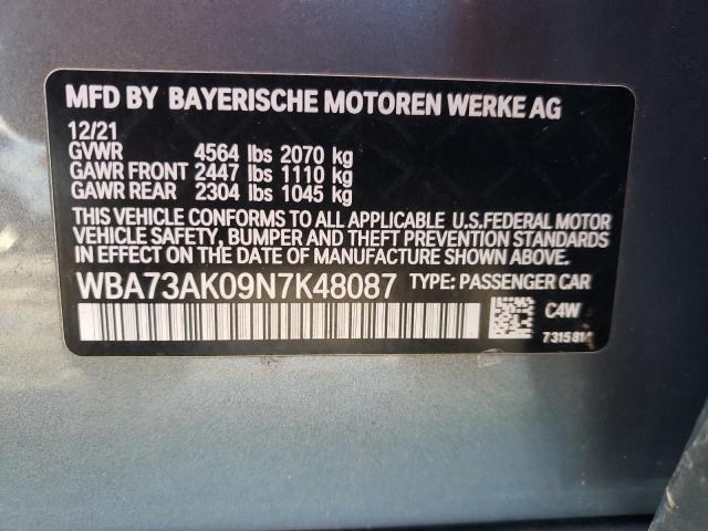 VIN WBA73AK09N7K48087 2022 BMW 2 Series, 228XI no.12