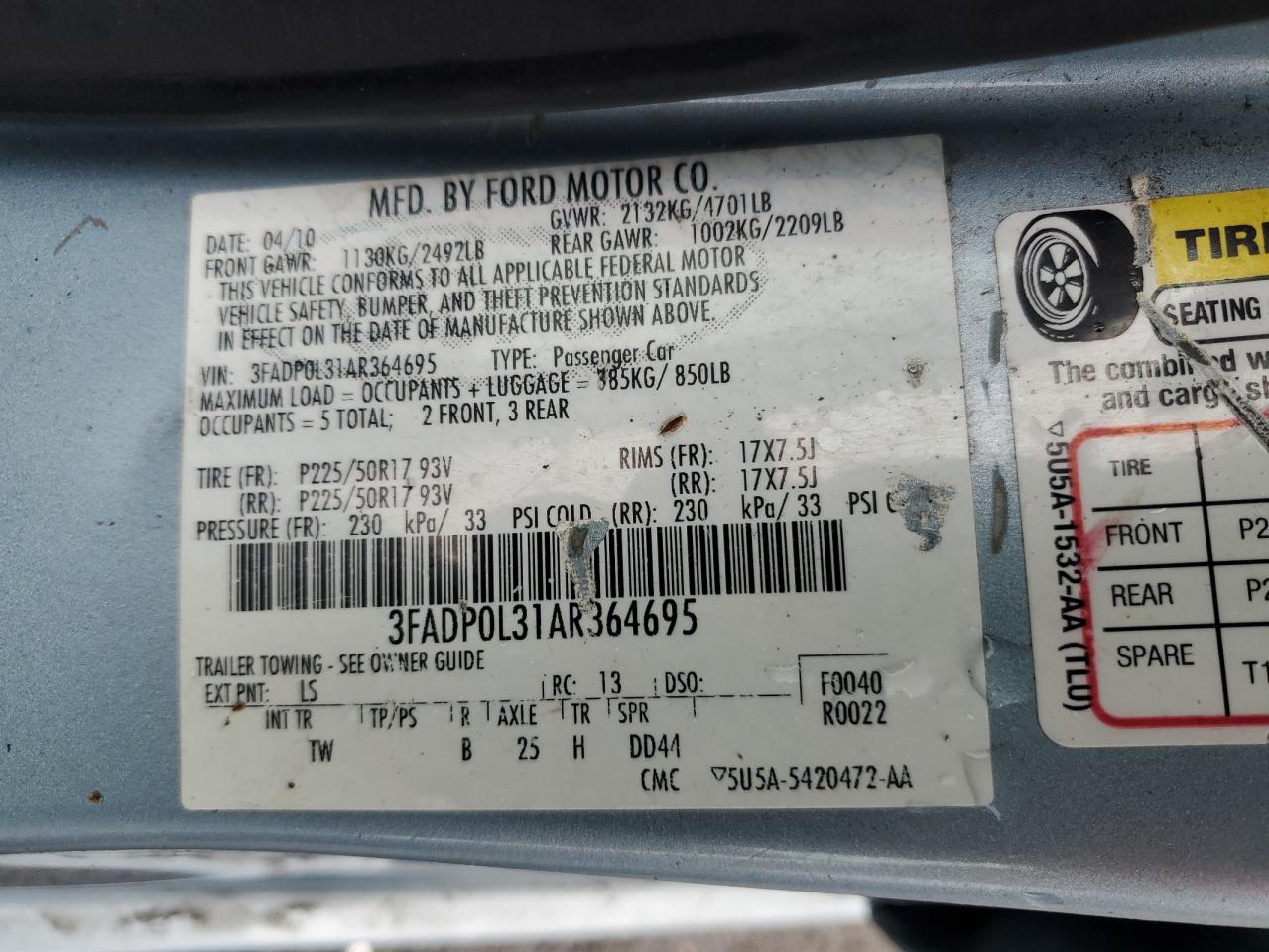 Lot #2421066922 2010 FORD FUSION HYB