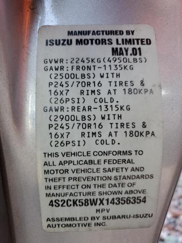 4S2CK58WX14356354 2001 Isuzu Rodeo S