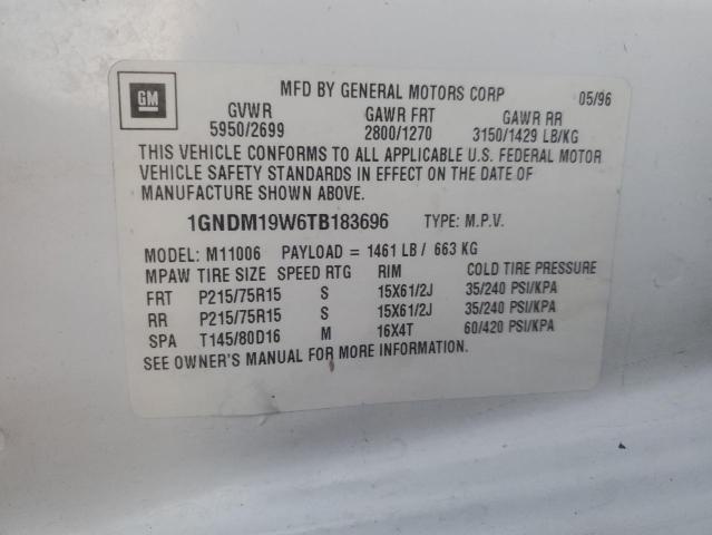 1GNDM19W6TB183696 1996 Chevrolet Astro