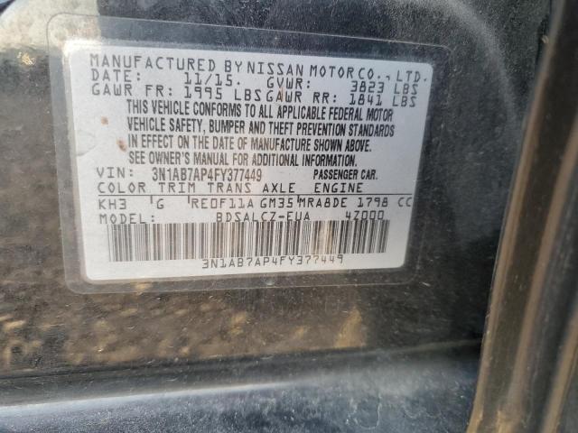 3N1AB7AP4FY377449 | 2015 NISSAN SENTRA S