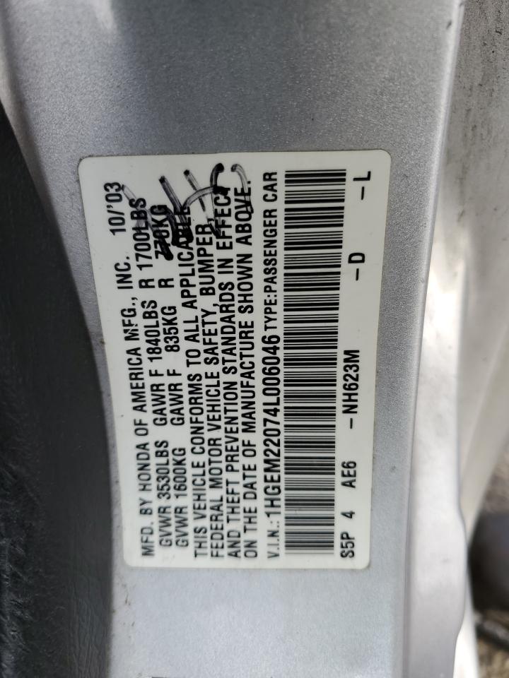 1HGEM22074L006046 2004 Honda Civic Ex