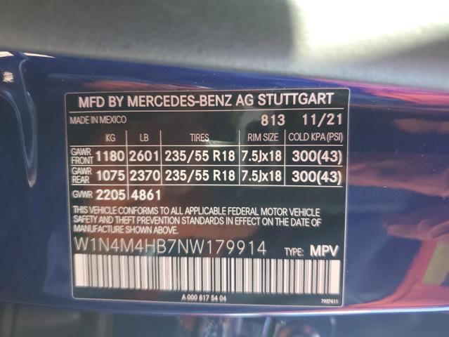 W1N4M4HB7NW179914 | 2022 MERCEDES-BENZ GLB 250 4M