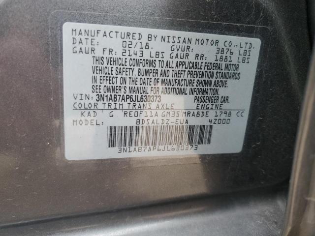 3N1AB7AP6JL630373 | 2018 NISSAN SENTRA S